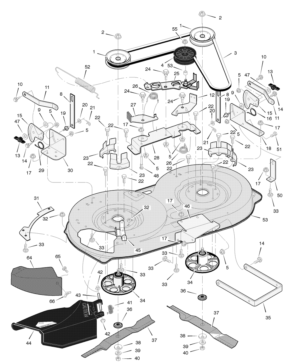 Mower Housing Diagram and Parts List for 405604X53A 2004 Briggs and Stratton Lawn Tractor